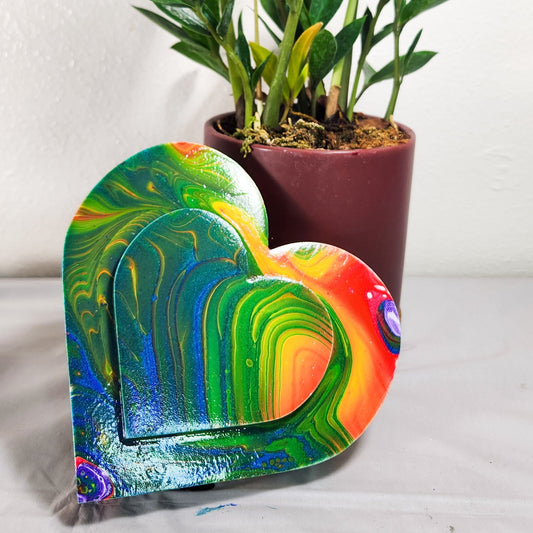 Flow Heart - Wooden Painted Heart Decor Wall Art